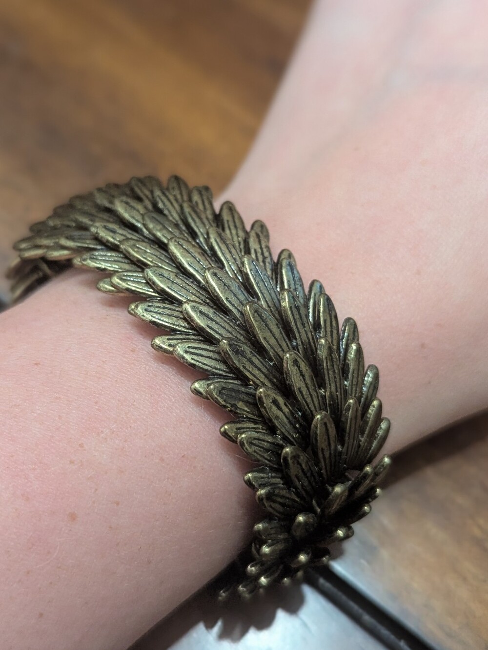 Dragon Scale Gold Statement Bracelet Patina Antiqued Marilyn Schiff